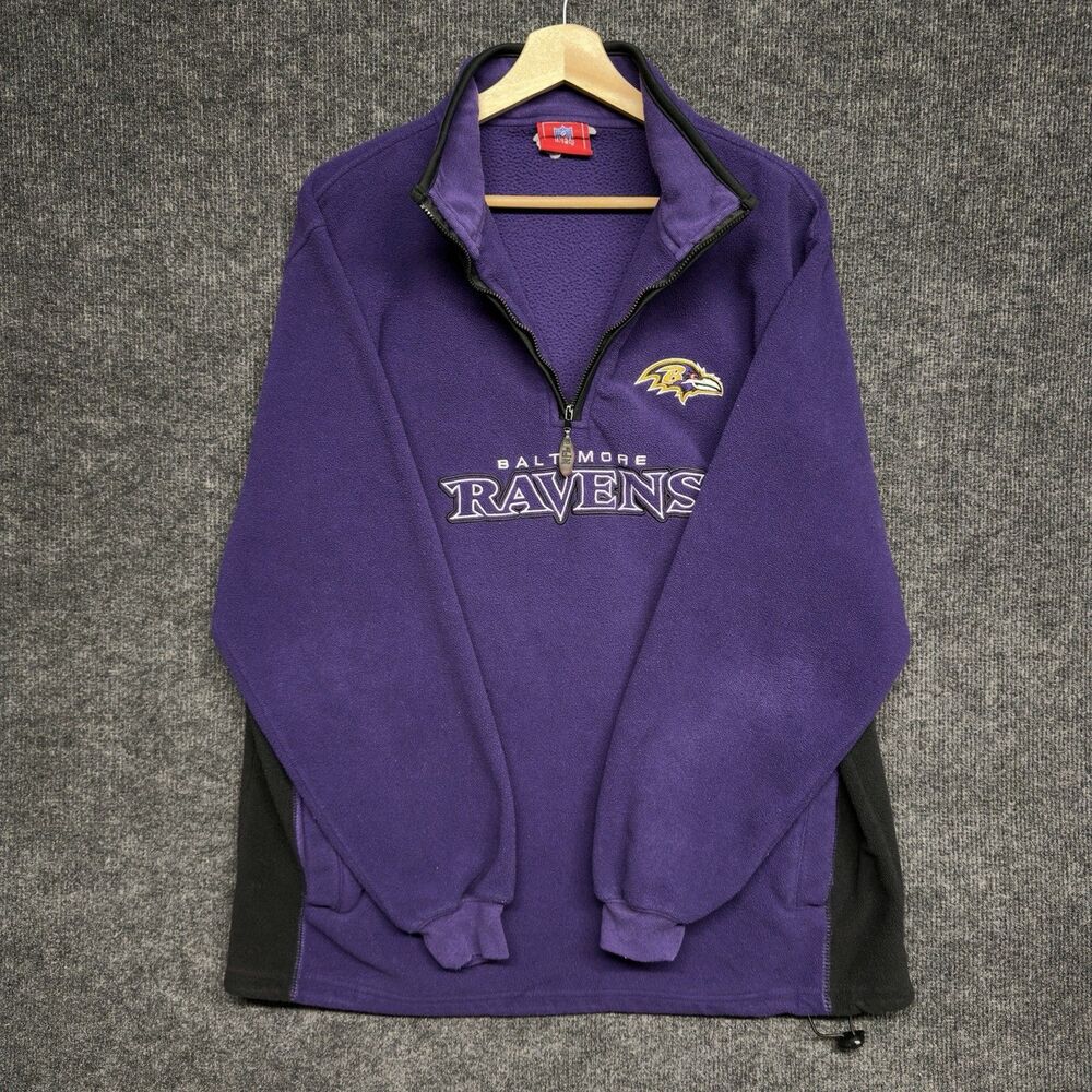 Vintage Baltimore Ravens Reebok Fleece Pullover Quarter Zip Jacket Mens XL Y2K - Picture 5 of 11